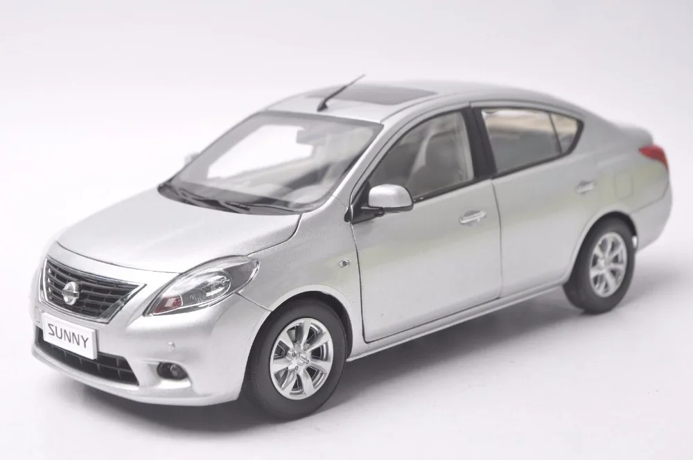 1:18 литая модель для Nissan Sunny Almera 2012 игрушечный автомобиль из серебра миниатюрная