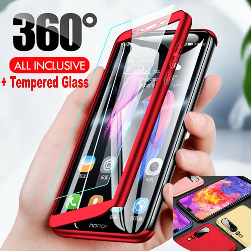 

360 Hard Case Cover With Free Tempering Glass For Huawei Y9 Prime Y6 Y7Pro P Smart Z 2019 PC Hard Tempered film phone cover caqa