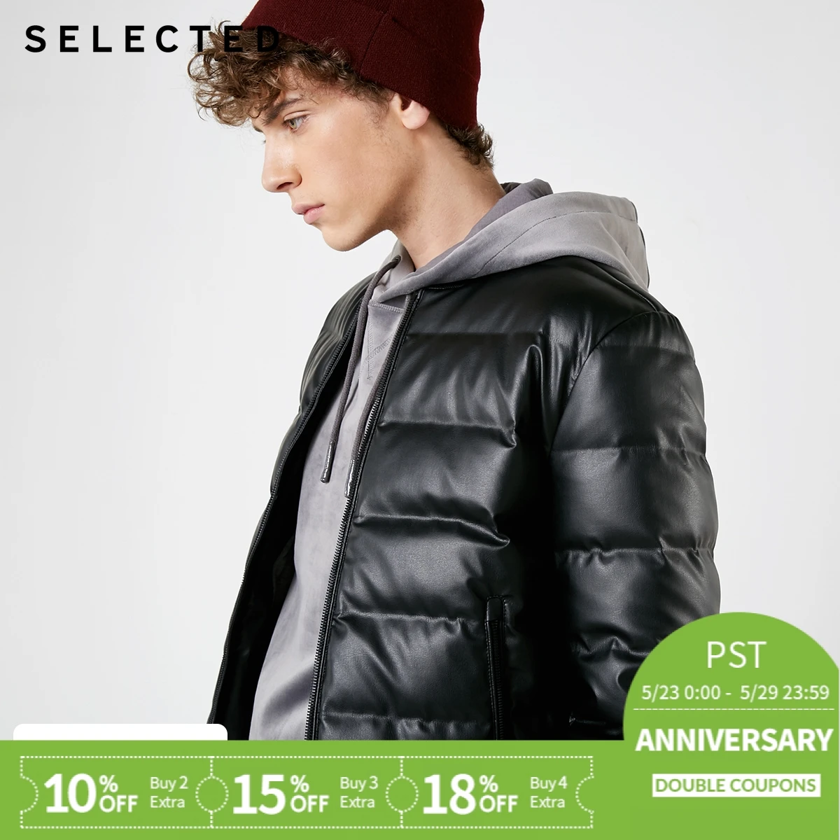

SELECTED New PU Down Jacket Winter Black Men's Baseball Collar Short Down Clothes Coat Paragraph S | 418412567
