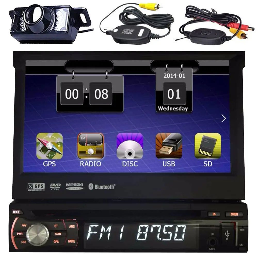 Автомобильный ПК Радио стерео 1 DIN Авторадио приемник Bluetooth DVD gps навигация Aux FM AM RDS