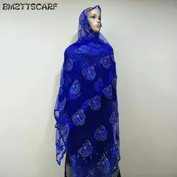 Простые вышитые сарфы африканские женские мусульманские шарфы высококачественный мягкий шарф из тюли для Шали Обертывания BM807