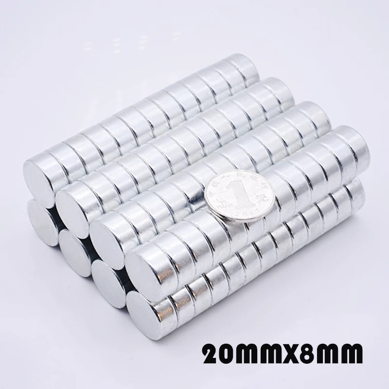

10/30pcs 20x8 Neodymium Magnet N35 Super Strong Rare Earth Disc 20mm x 8mm Fridge Permanet NdFeB Magnet Small Round Magnet 20*8