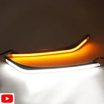 

LYQ Lampever Car Headlight LED Eyebrow Daytime Running Light DRL With Yellow Turn Signal Light For Honda Jazz/Fit 2014-2018