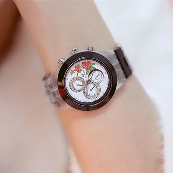 

New Hot Sale Without Digital Scale Round Safflower Table High-end Chain Watch White Black Silver Fashion & Casual Chronograph