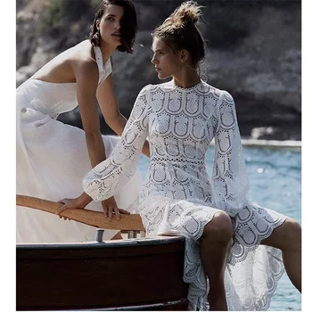

2019 Spring Women High Quality Party Dress Runway Embroidered Long Dresses
