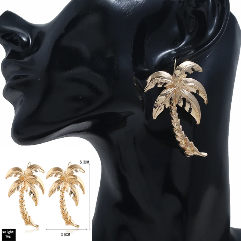 

1 Pair Bohemia Exaggerated Large Big Coconut Palm Tree Studs Drop Dangle Earrings Woman Party Holiday Earrings Jewelry