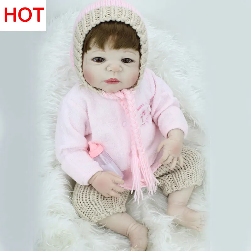 22inch Full Body Silicone Reborn Baby Dolls 55cm Newborn Realistic Lifelike Baby Dolls Brinquedos Bonecas Reborn For Bouquets