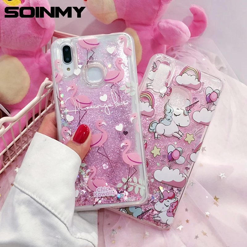 

Soinmy Flamingo Liquid Case For Xiaomi Mi 6x mia2 mi6x Glitter Dynamic quicksand Ice Cream Unicorn Cover For xiaomi mi a2 fundas