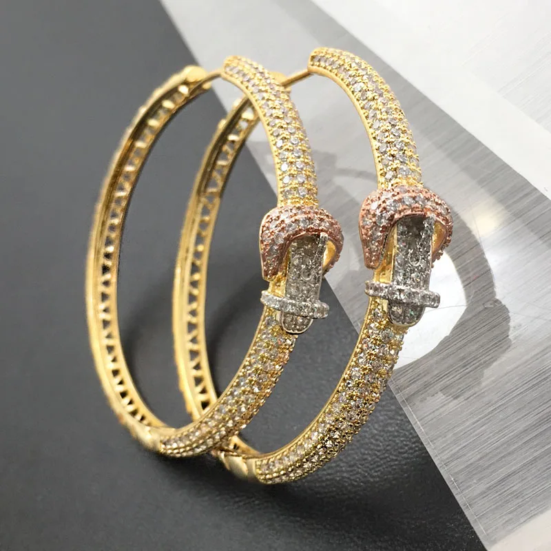 Lanyika Fashion Jewelry Stylish Distinctive Artistic Big Ear Loops Micro Plated Wedding Engagement Earrings Daily Best Gift - Окраска металла: Mix Gold Plated