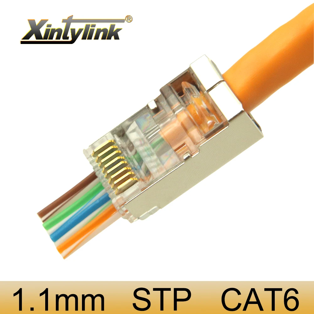 Xintylink EZ rj45 разъем ethernet кабельный разъем cat6 cat5e cat 6 rj 45 сетевой stp 8P8C позолоченный экранированный модульный 50 шт. 100