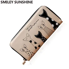 SMILEY SUNSHINE, большое портмоне «кошка» для женщин, милые кошельки с персонажами мультфильмов, кавайный кошелек для денег, Дамский кошелек, держатель для монет, кошелек