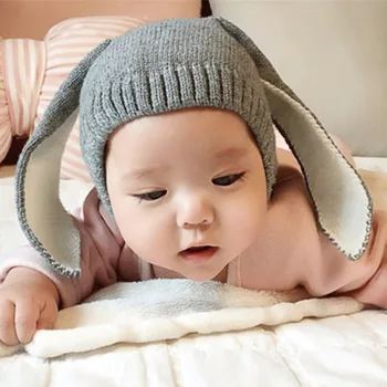 

2019 Toddler Infant Knitted Baby Hat Adorable Rabbit Long Ear Hat Baby Bunny Beanie Cap Photo Props baby photography props