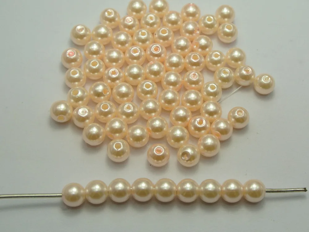 

200 Pcs 8mm Plastic Faux Pearl Round Beads Salmon Pink Imitation Pearl