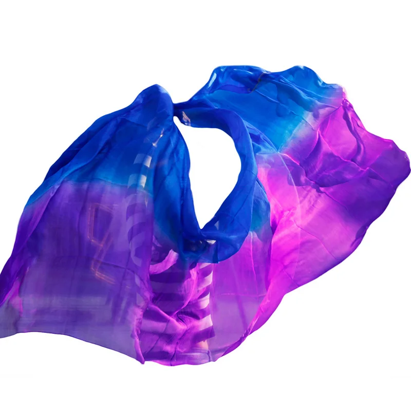 Шелк танец живота вуаль ручной окрашенные градиент цвета шаль шарф живота для практики в танцах и выступлений аксессуары шелковые вуали 5 размеров - Цвет: as  picture