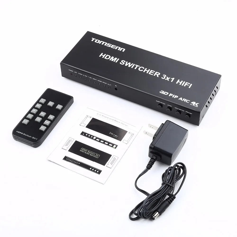 Переключатель hdmi 4k x 2k 3 порта 3x1 с Toslink/коаксиальный/оптический экстрактор Sup Port s ARC