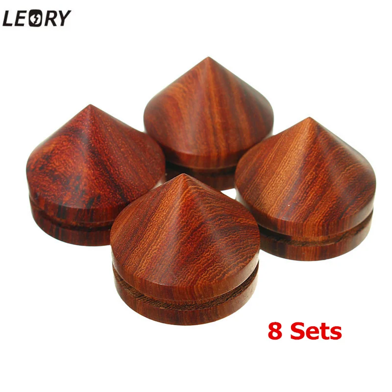 LEORY 8 Sets 23mm Rosewood Wooden Speaker Spike Shockproof Speaker Isolation Cone Stand Foot Base Pad