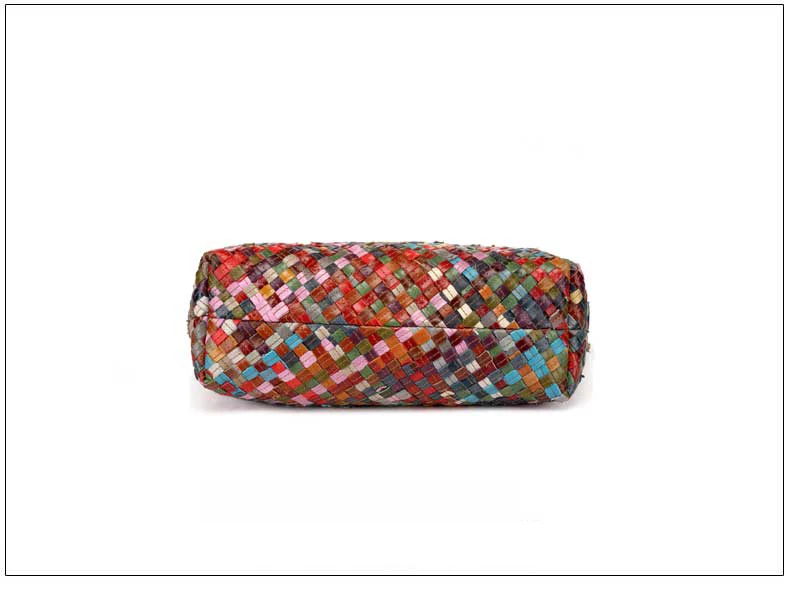 Genuine Leather Handmade Women's bag  Knitted  Colorful  Shoulder  Bag Strap satchel cow skin handbags (17)