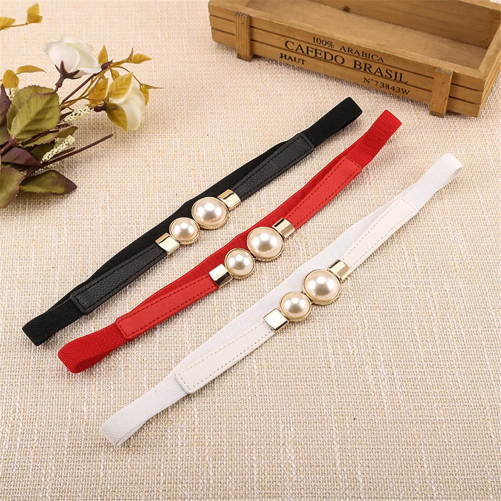 

SAGACE Brand New Waist Belts Women Fashion Lady Pearl Stretch Elastic Wide Belt Dress Adornment For Women Waistband 2019