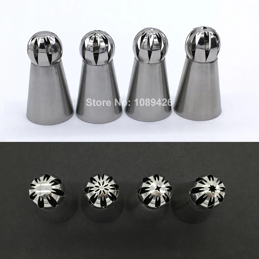 

Wholesale 10 Sets (4 pcs/set) Sphere Ball Shape Stainless Steel Icing Piping Nozzles Pastry Tips Cupcake Buttercream Bake Tools