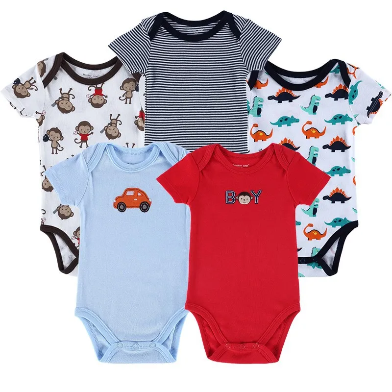 Mother Summer 3 or 5pcs/lot Baby Clothes Baby Romper O Neck 100Cotton Cute Styles Newborn Baby