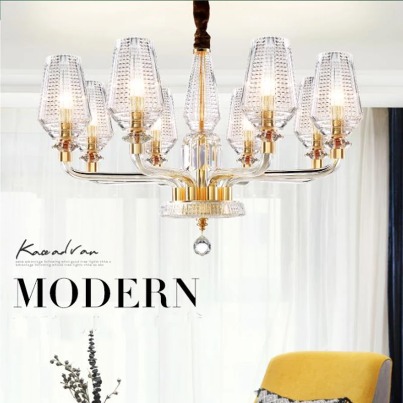 

Modern LED clear glass Chandelier lights Minimalist crystal drop lights living room dinning room bedroom glass Chandelier lamps