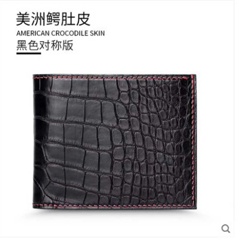 gete 2019 new Light luxury American crocodile leather wallet for men's leisure crocodile belly bag short leather wallet horizont