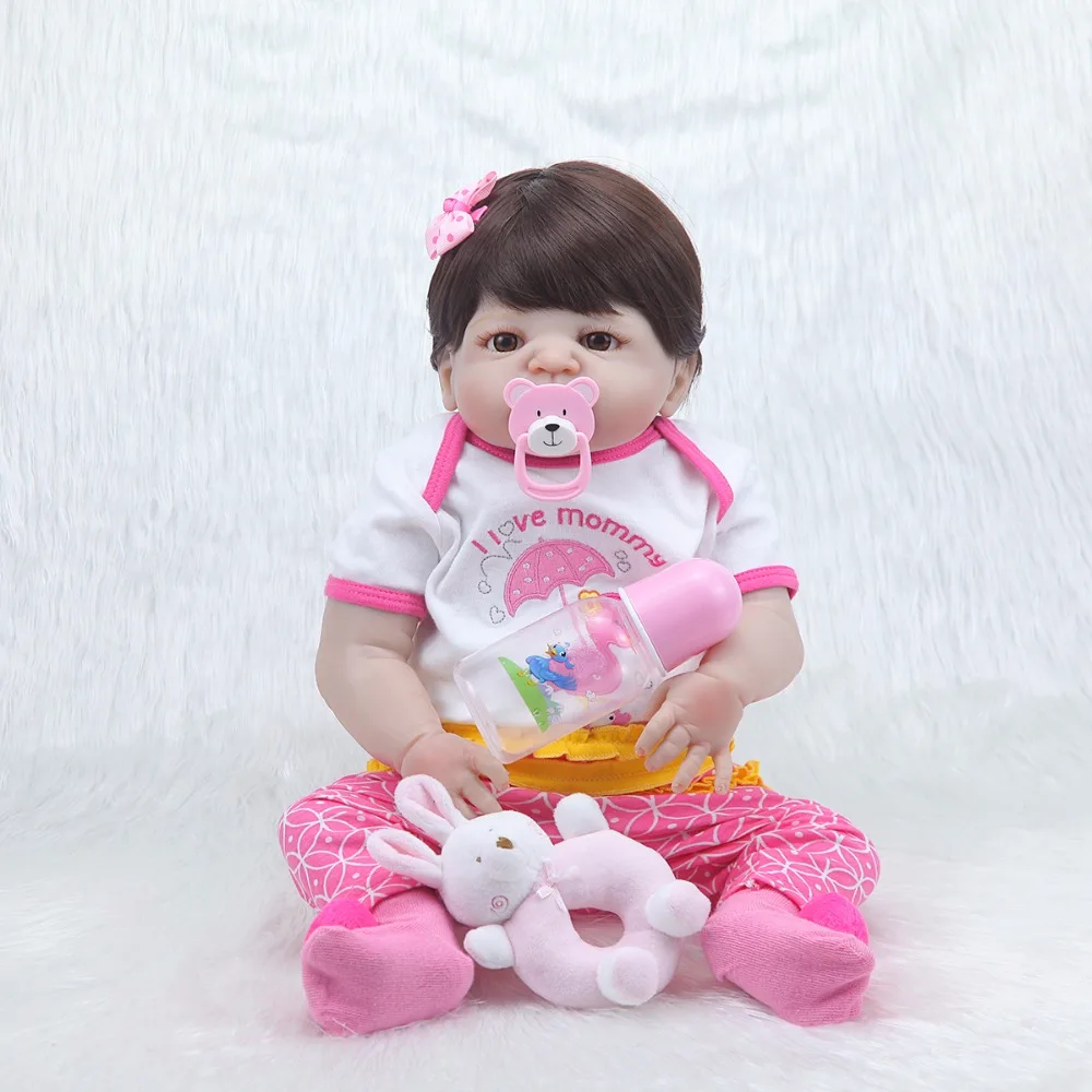 

NPKCOLLECTION 57cm popular Christmas gifts simulation newborn baby girl short hair bebe bonecascaa silicone reborn baby dolls