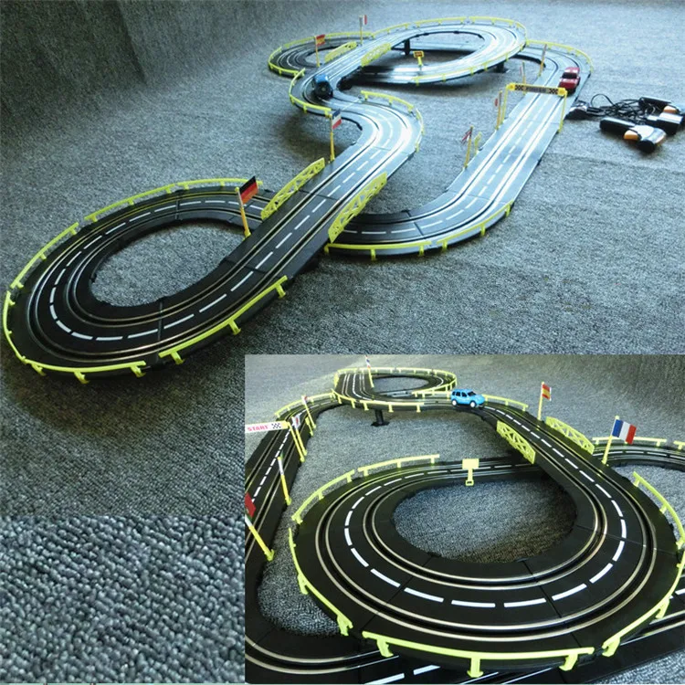 636cm-1-43-Electric-rail-car-track-set-double-RC-racing-kids-toys-boys-gift