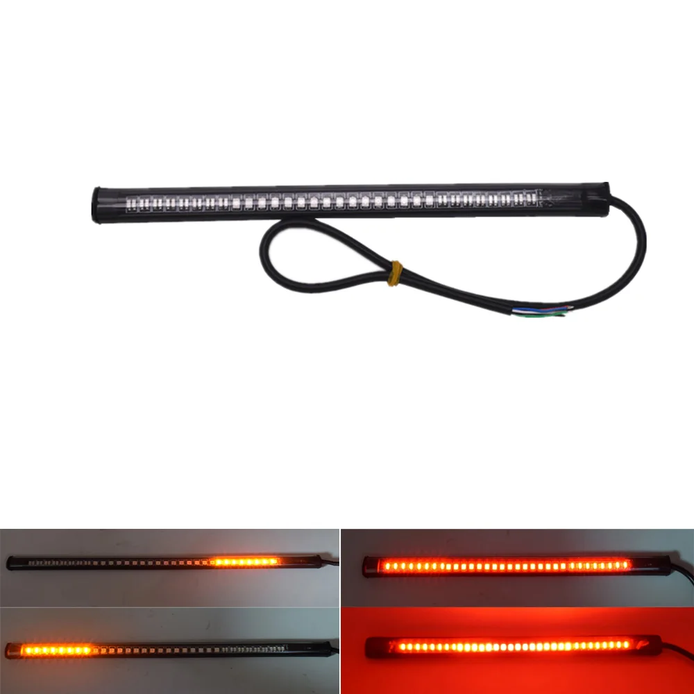 

1Pcs 48SMD Led Universal Motorcycle Car Stripe Stop Lamp Turn signal License Plate Light Waterproof Tail Brake Strip Light 12V