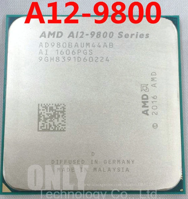 

AMD A12-Series A12-9800 A12 9800 3.8 GHz Quad-Core CPU Processor AD9800AUM44AB Socket AM4