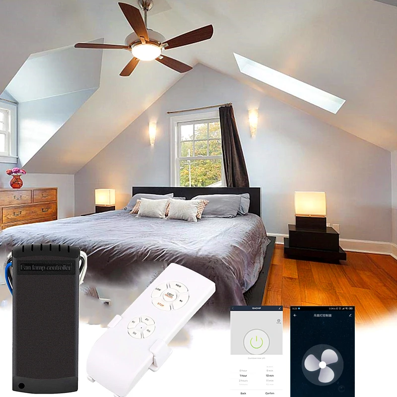 QIACHP Wifi потолочный вентилятор, умный пульт дистанционного управления, таймер, регулятор скорости вентилятора, работает с Alexa Google Home AC 110 В 220 В
