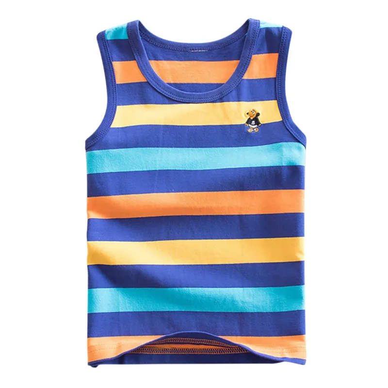 4 Striped Girls Boys Vest Sleeveless Tanks Tops For Girl Combed Cotton Kids Vest Camisoles Shirt Underwear
