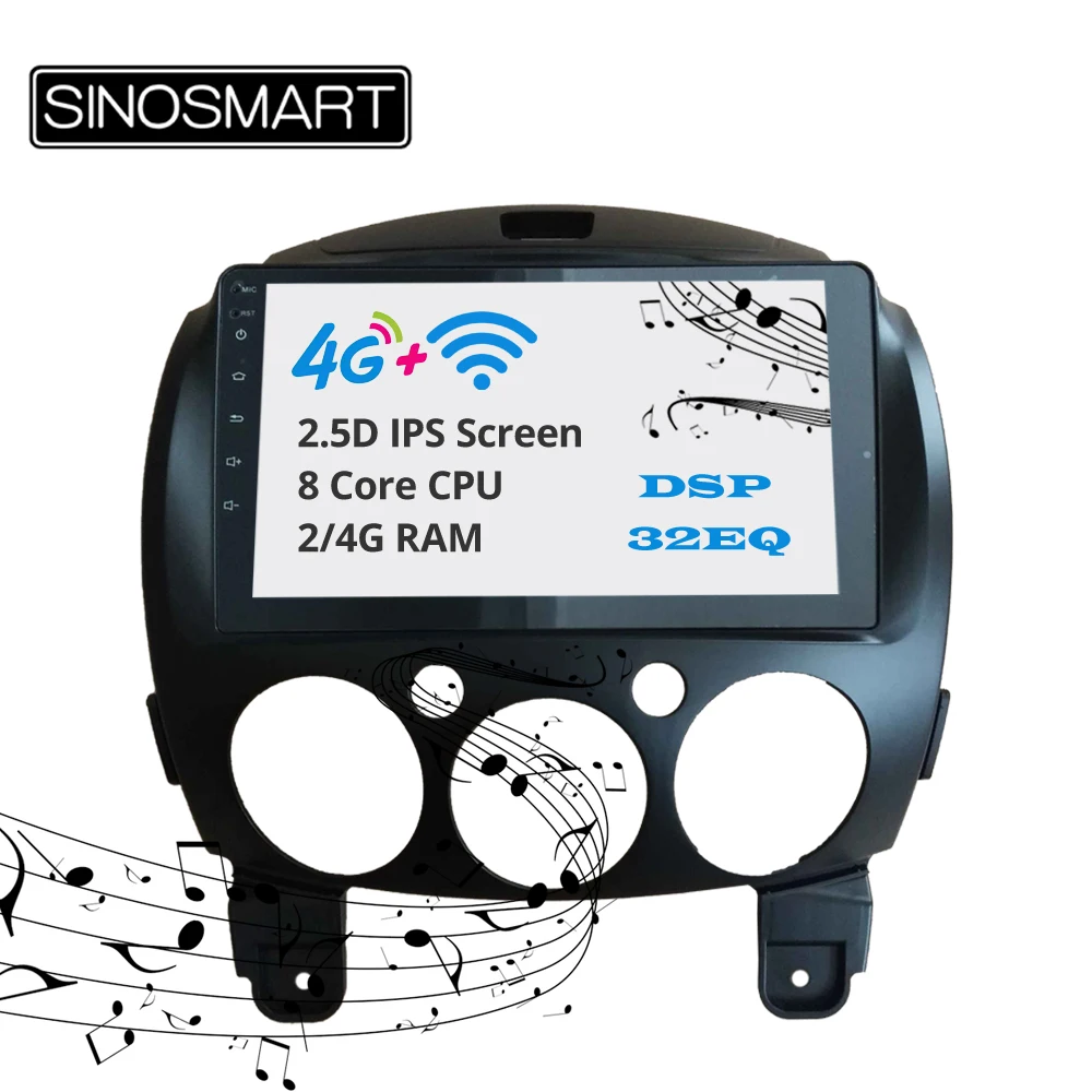 Cheap Sinosmart support BOSE Android 8.1IPS/QLED 2.5D screen car gps multimedia radio navigation player for 9 inch Mazda 2 2008-2013 15