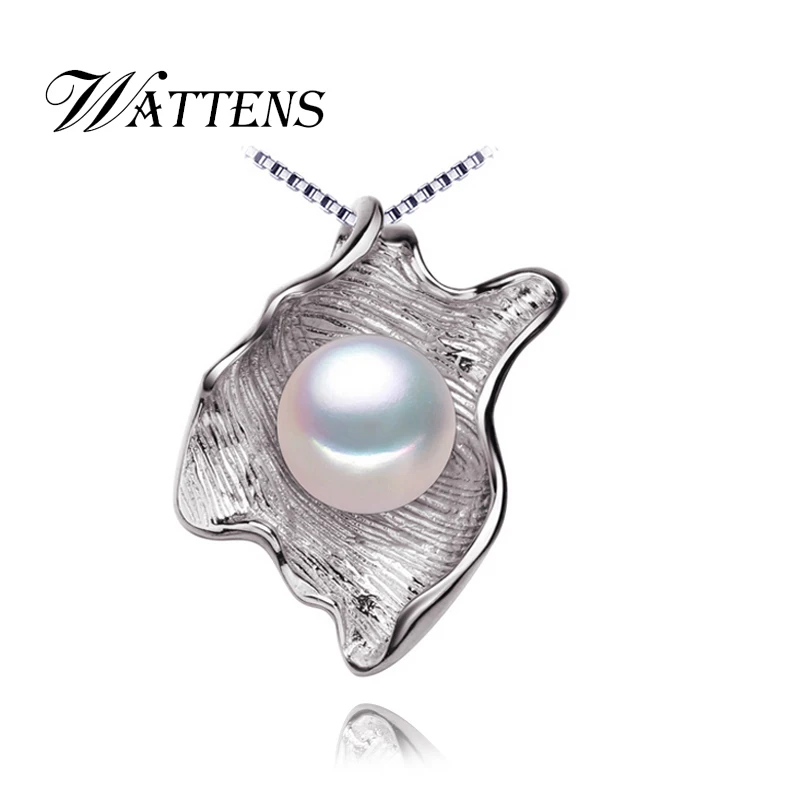 

WATTENS New natural Pearl Pendant, silver Colour Freshwater Pearl Necklace for women Shell punk design with gift box