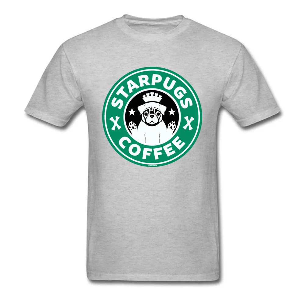 Men Dominant Comics Tops T Shirt Round Neck NEW YEAR DAY Cotton Fabric T-shirts Funny Short Sleeve Starpugs Coffee T Shirts Starpugs Coffee grey