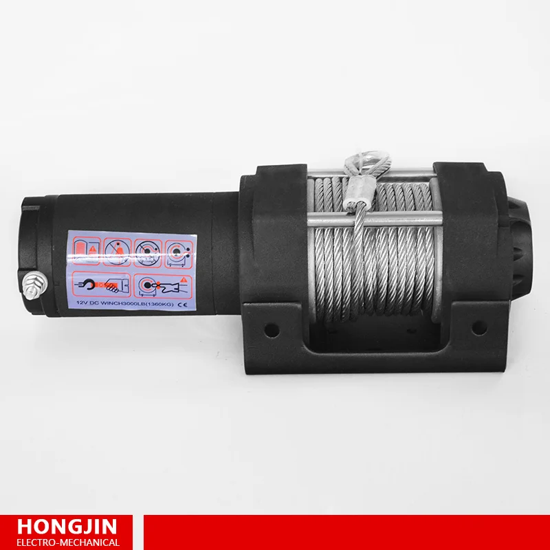 3000lb Electric Winch Wire Recovery Winch Towing Steel Cable Pull Kit 12V DC Permanent Magnet Motor Winch ATV Trailer Truck Car