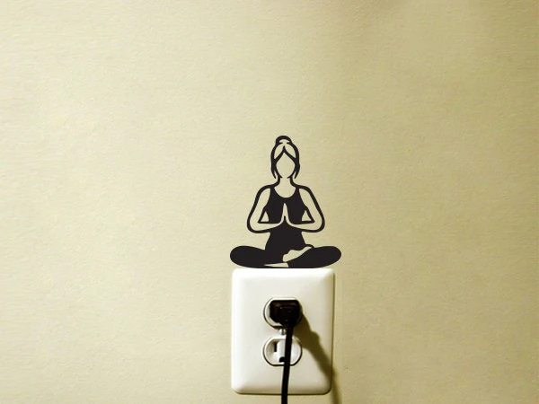 

Splendid Girl Yoga Pose Fabric Light Switch Sticker And Lotus Position Laptop Decal Art Musical Vinyl Mural GA297