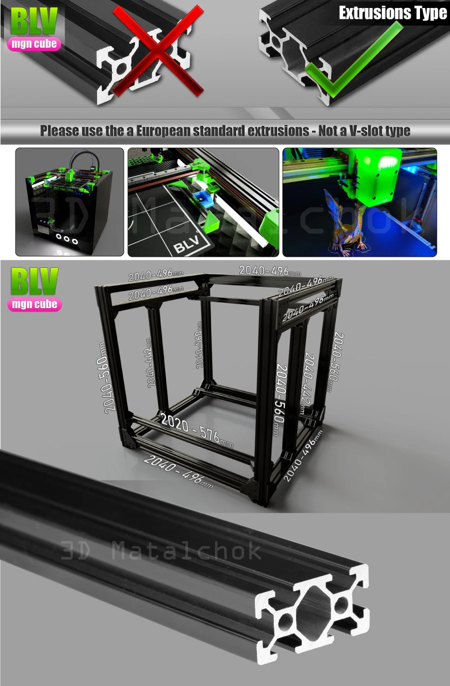 Детали для 3d принтера BLV mgn Cube Frame kit& Hardware Kit для DIY CR10 E3D V6 Hotend 3d принтер Z высота 365 мм