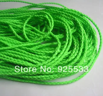 

Free shipping 20m green braid PU leather Beading Cord 3mm dia. Beading Wire Handcraft Accessories for bracelet & necklace