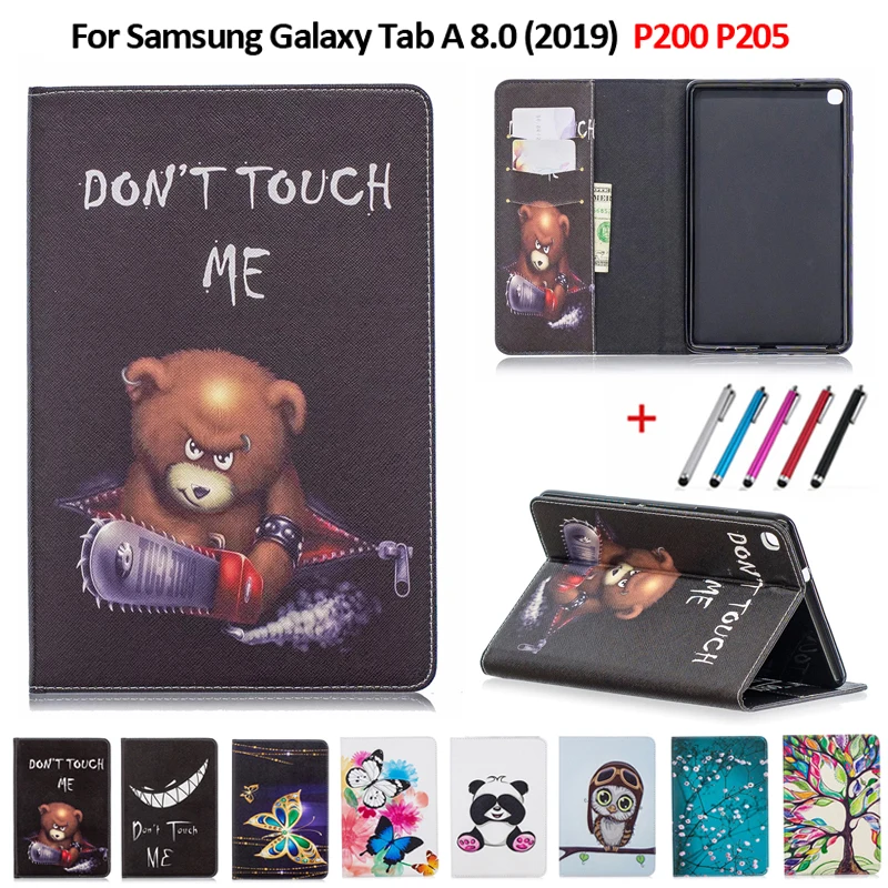 

Smart PU Leather Printed Cover For Samsung Galaxy Tab A 8.0 2019 P200 P205 Case Tablet Cover For Galaxy Tab A SM-P200 SM-P205