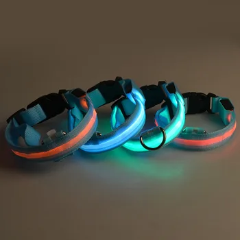 

FG66 New Glow LED Pet Dog Night Safety Collar Flashing Light Up Collar Small dog Cat Blue Nylon Dog Collar Necklace 7 Colors