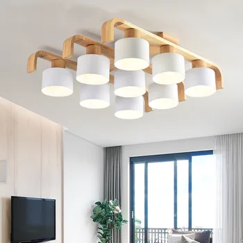 

Nordic Style Ceiling Lights For Living Room Square Surface Mount White Bedroom Lamp Wooden Ceiling Lamp Dining Luminaire