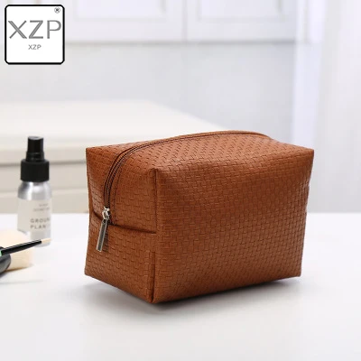 XZP Women Woven Pattern Solid Cosmetic Bag Travel Make Up Bags Fashion Ladies Makeup Pouch Neceser Toiletry Organizer Case - Цвет: Style 3