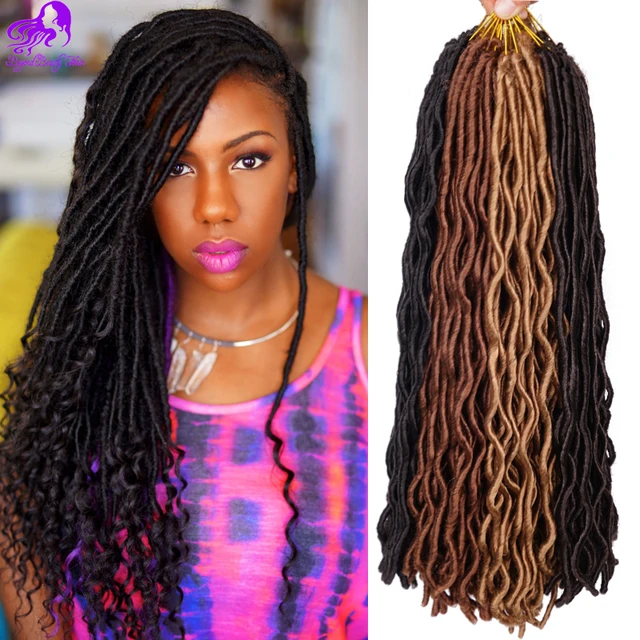 24Inch Curly Freetress Wavy Faux Locks Crochet Braids Hair Extensions