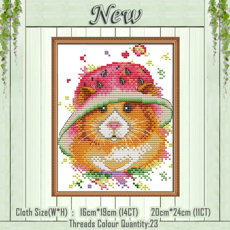 

A little mouse's watermelon cap painting counted printed on the canvas DMC 11CT 14CT kits Cross Stitch embroidery needlework Set