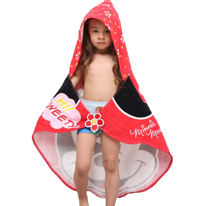 Disney для мальчиков и девочек банное полотенце-накидка из хлопка детское Марлевое банное полотенце с капюшоном мягкое банное полотенце с мультяшным принтом