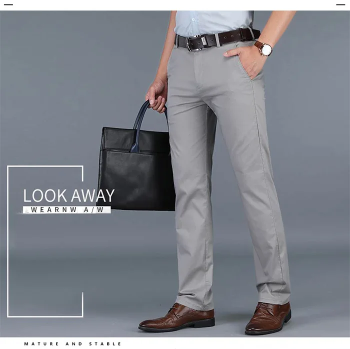 2019 мужские брюки высокого Качественный хлопок Повседневное брюки стрейч Мужские Брюки Человек Длинные прямые Бизнес Большие размеры