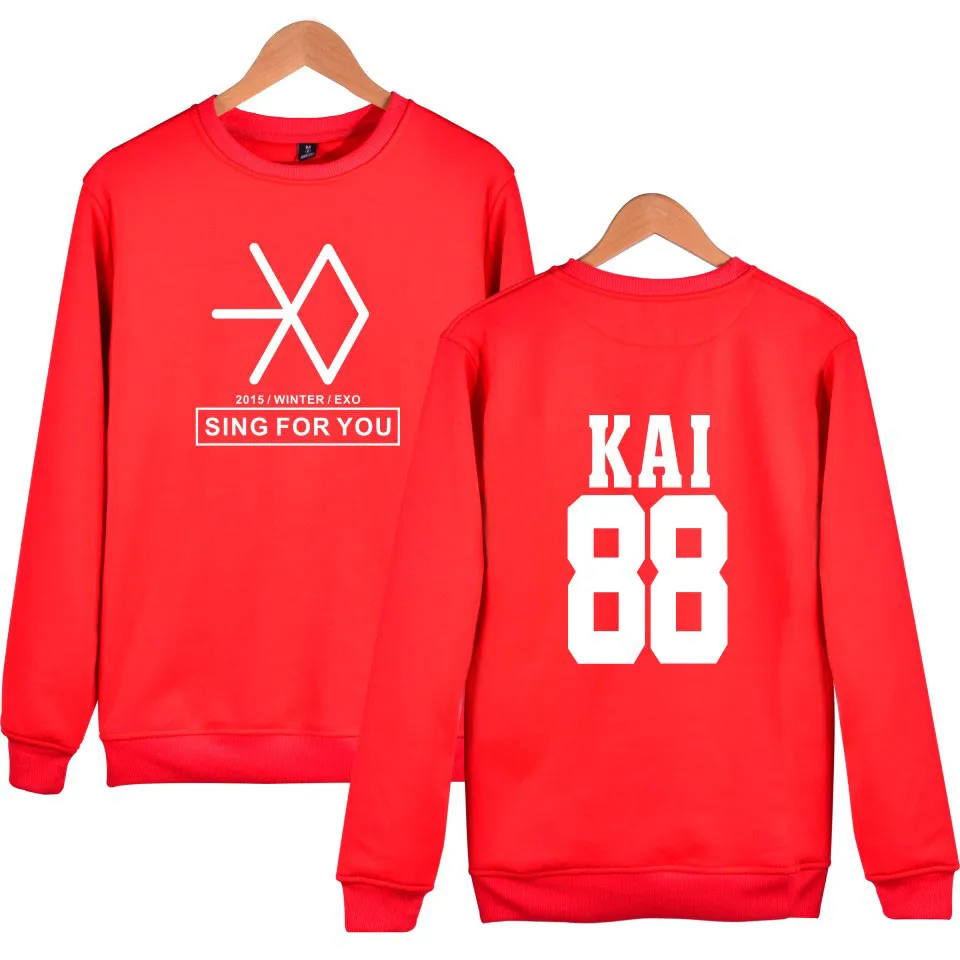 Корейская Популярная певица EXO монолитная толстовка женская хлопковая XIUMIN SEHUN