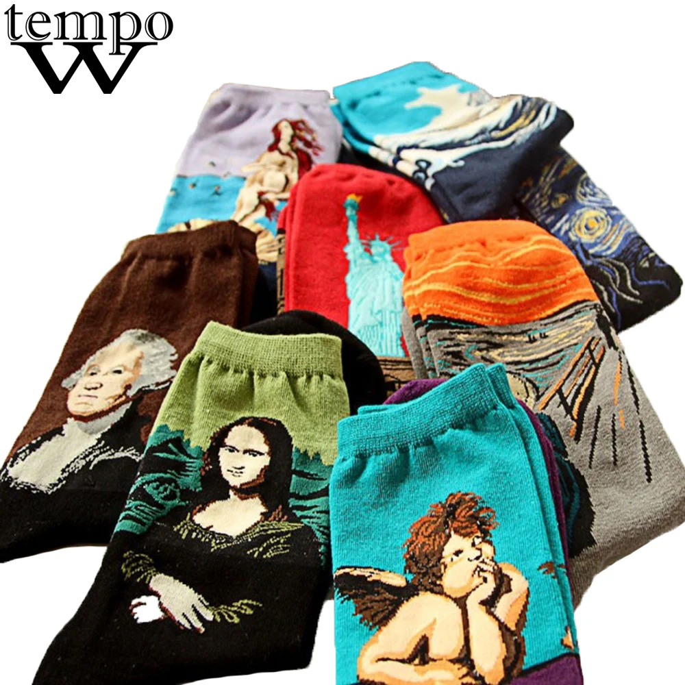 

Wtempo 1 Pair New Fashion 3D Print Art Women Crew Socks Funny Oil Painting Cotton Sock Men Colorful Winter Harajuku Socks Unisex