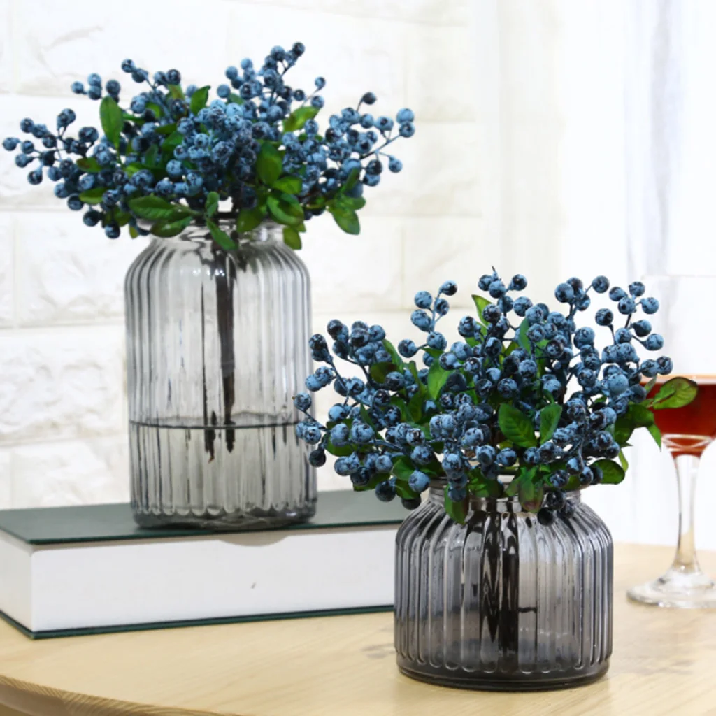 10Pcs Decorative Blueberry Fruit Berry Artificial Flower Plants For Wedding Home Decoration Blue